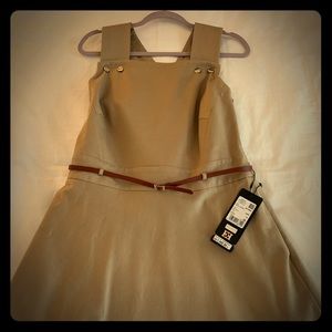 ESCADA belted Khaki Linen Dress- NEW Size 14.